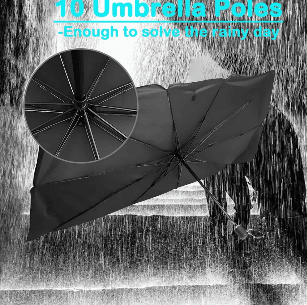Ombrello Parasole Tendina 2IN1 Universale Per Auto Parabrezza Pieghevole Protezione Raggi UV 140x70 - 6