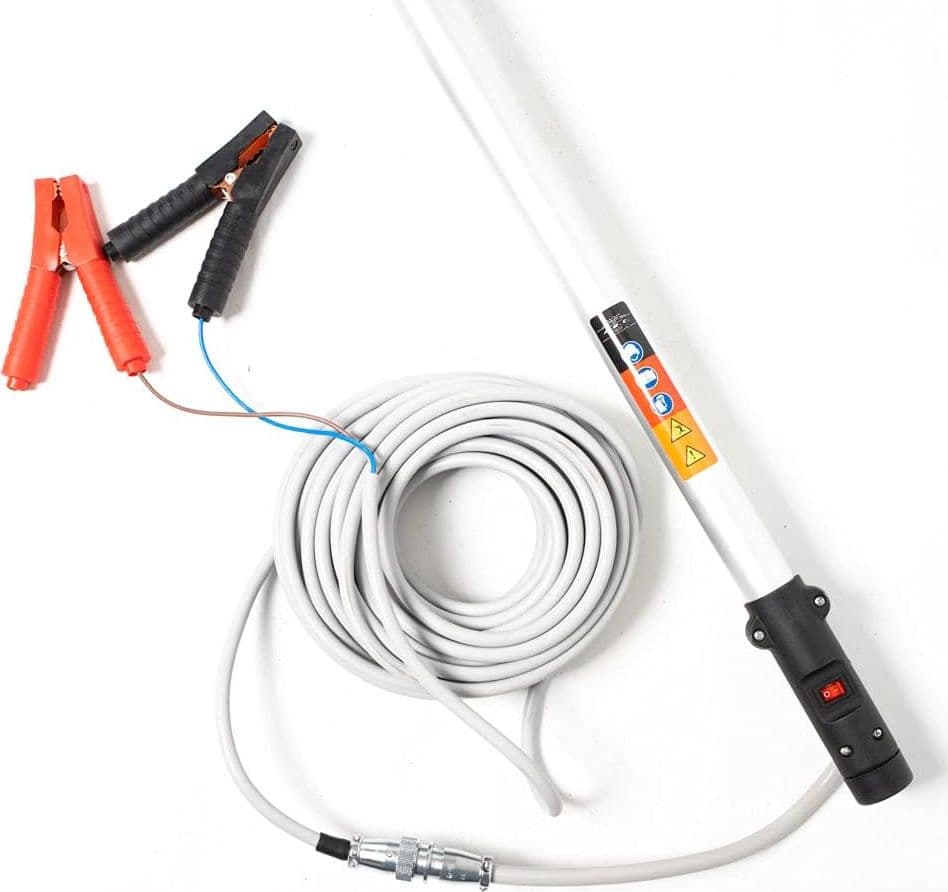 Abbacchiatore e scuotitore elettrico telescopico per olive a batteria 12V 400W fino a 1000 battiti al minuto scuotiolive leggero ergonomico e maneggevole incluso di cavi con morsetto - 3