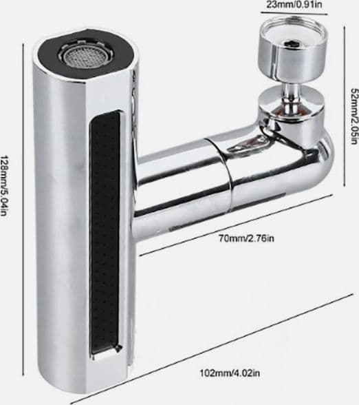 PROLUNGA ESTENSORE PER RUBINETTO DA CUCINA LAVANDINO BAGNO CASCATA 4 IN 1 GIREVOLE 360° CON 2 ADATTATORI E CHIAVE - 3