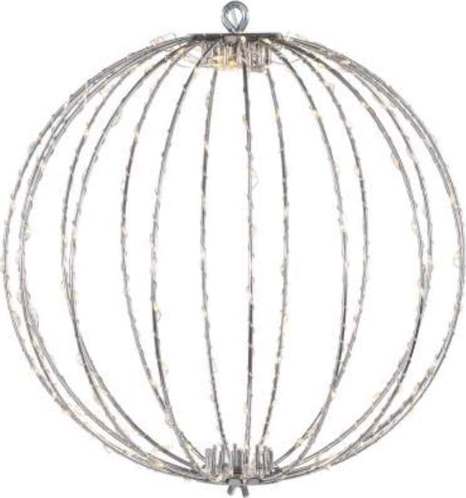 PALLA LUMINOSA NATALIZIA NATALE A 192 LED BIANCO CALDO DA APPENDERE CON ANIMA IN METALLO MISURA 30 CM CAVO 5 METRI PER ESTERNO ED INTERNO - 2