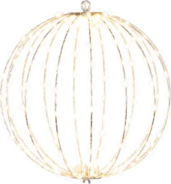 PALLA LUMINOSA NATALIZIA NATALE A 192 LED BIANCO CALDO DA APPENDERE CON ANIMA IN METALLO MISURA 30 CM CAVO 5 METRI PER ESTERNO ED INTERNO - 3
