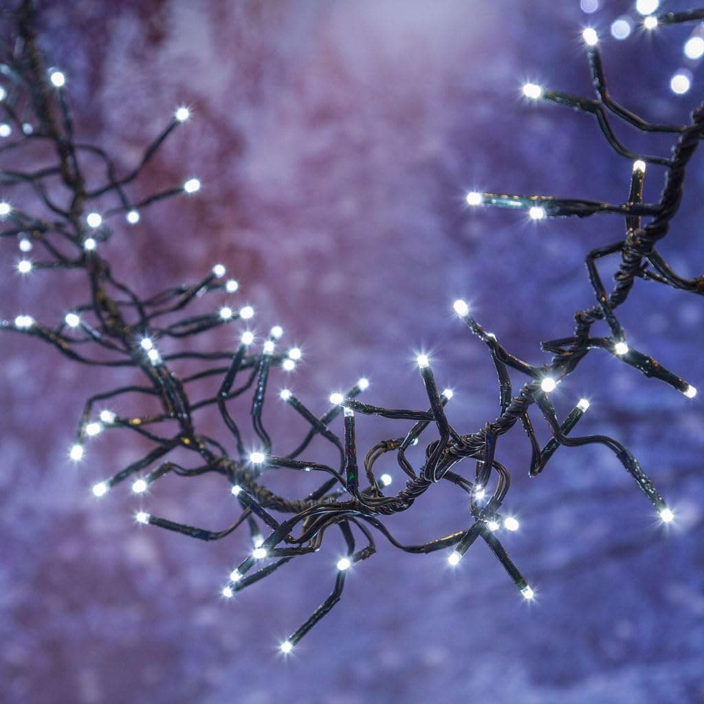 Luci di Natale Natalizie 2000 Led BIANCO FREDDO a Grappolo per ESTERNO/INTERNO 29 metri con 8 Giochi di luce, Timer, Cavo verde, Catena luminosa natalizia per Albero - 3