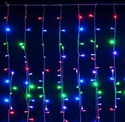 Tenda Luminosa di Natale per Esterno Natalizia BIANCO FREDDO / BIANCO CALDO / RGB MULTICOLORE PROLUNGA PIOGGIA LUCI 2 mt x 1 mt 128 led - 4