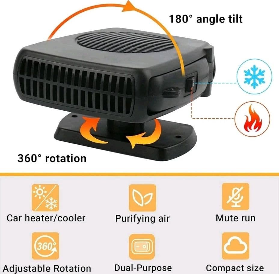 Sbrinatore Auto Scaldino 12V Stufa Furgone 200W Riscaldatore Termoventilatore - 5