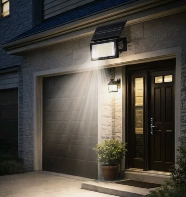 Faro Pieghevole 400W A Led Smd Con Pannello Solare E Sensore Crepuscolare Super Slim per Illuminazione Giardino, Casa, Negozio - 2