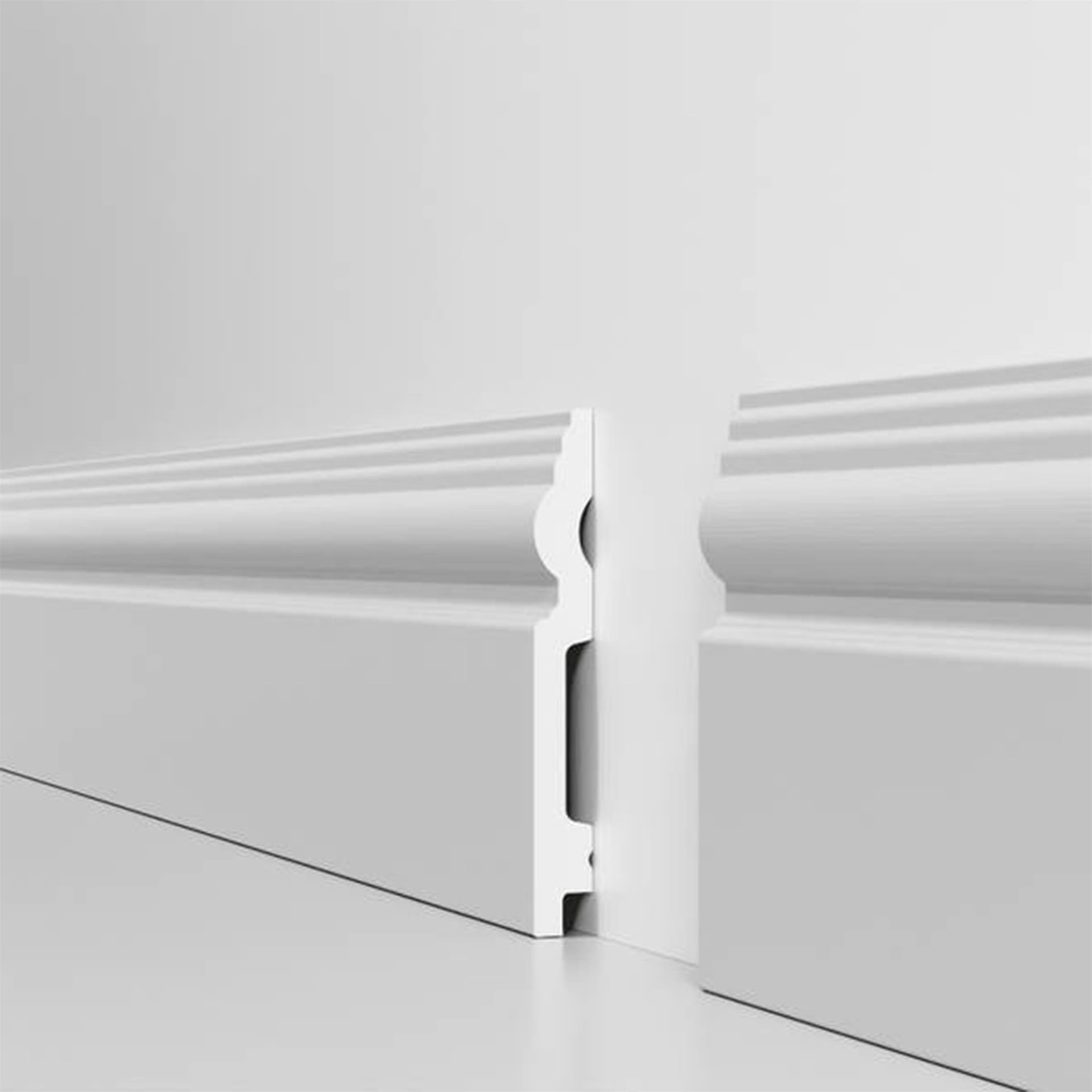 Battiscopa RESISTO in polimeri extracompatti mod. SFORZESCO Bianco mis. 120x15mm (prezzo al metro) - 4