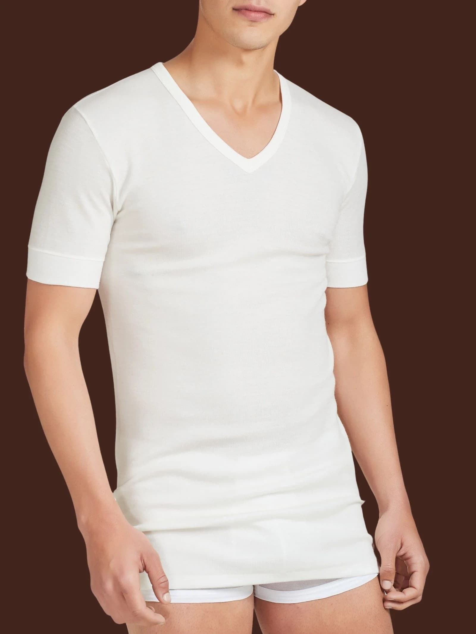 Maglia Intima Uomo 065458 ! Ragno – Scollo a V - Lana e Cotone sulla Pelle - 3