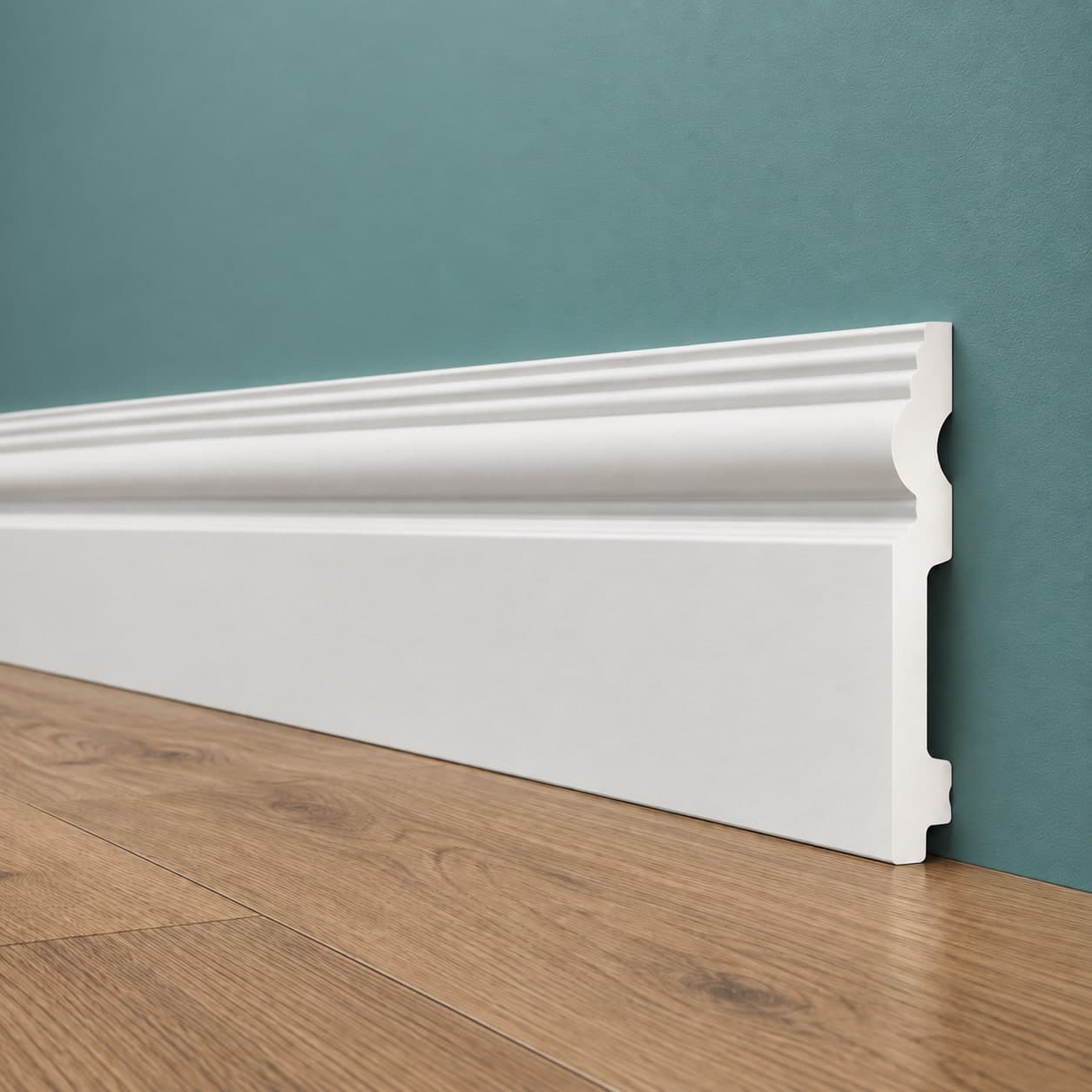 pacco da 112ML di Battiscopa RESISTO in polimeri extracompatti mod. SFORZESCO Bianco mis. 140x15mm - 3