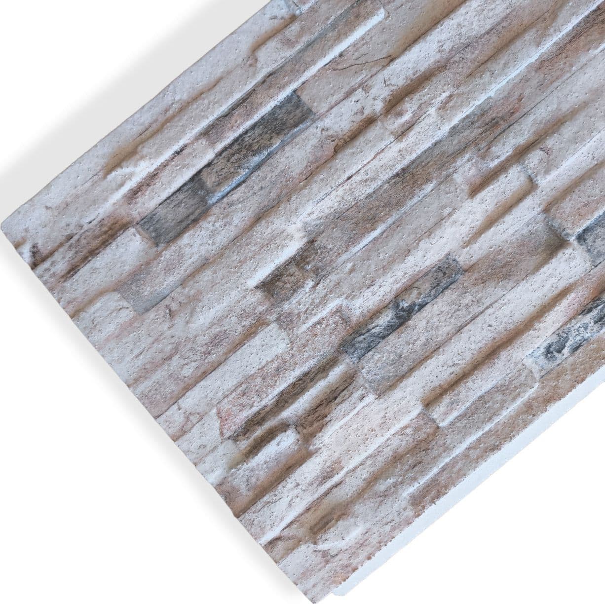 Pannello Isolante per Cappotto Interno ed Esterno in Styrofoam 3D Effetto Pietra Spaccata Beige 1200x500x35 mm - 4