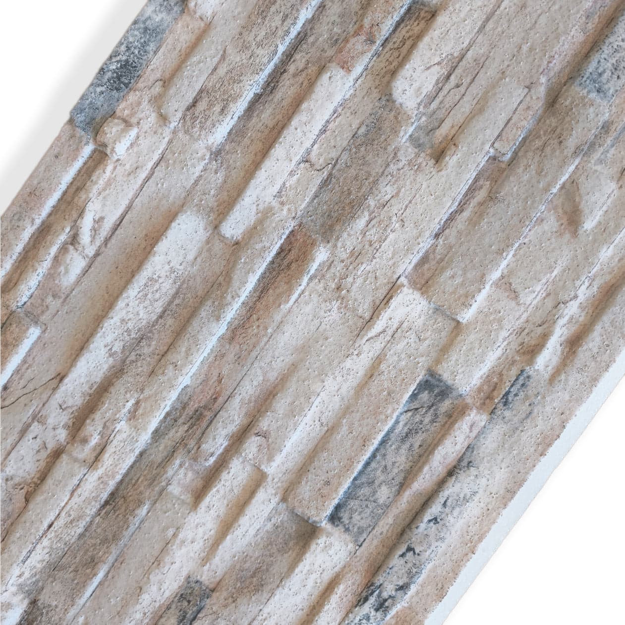 Pannello Isolante per Cappotto Interno ed Esterno in Styrofoam 3D Effetto Pietra Spaccata Beige 1200x500x35 mm - 5