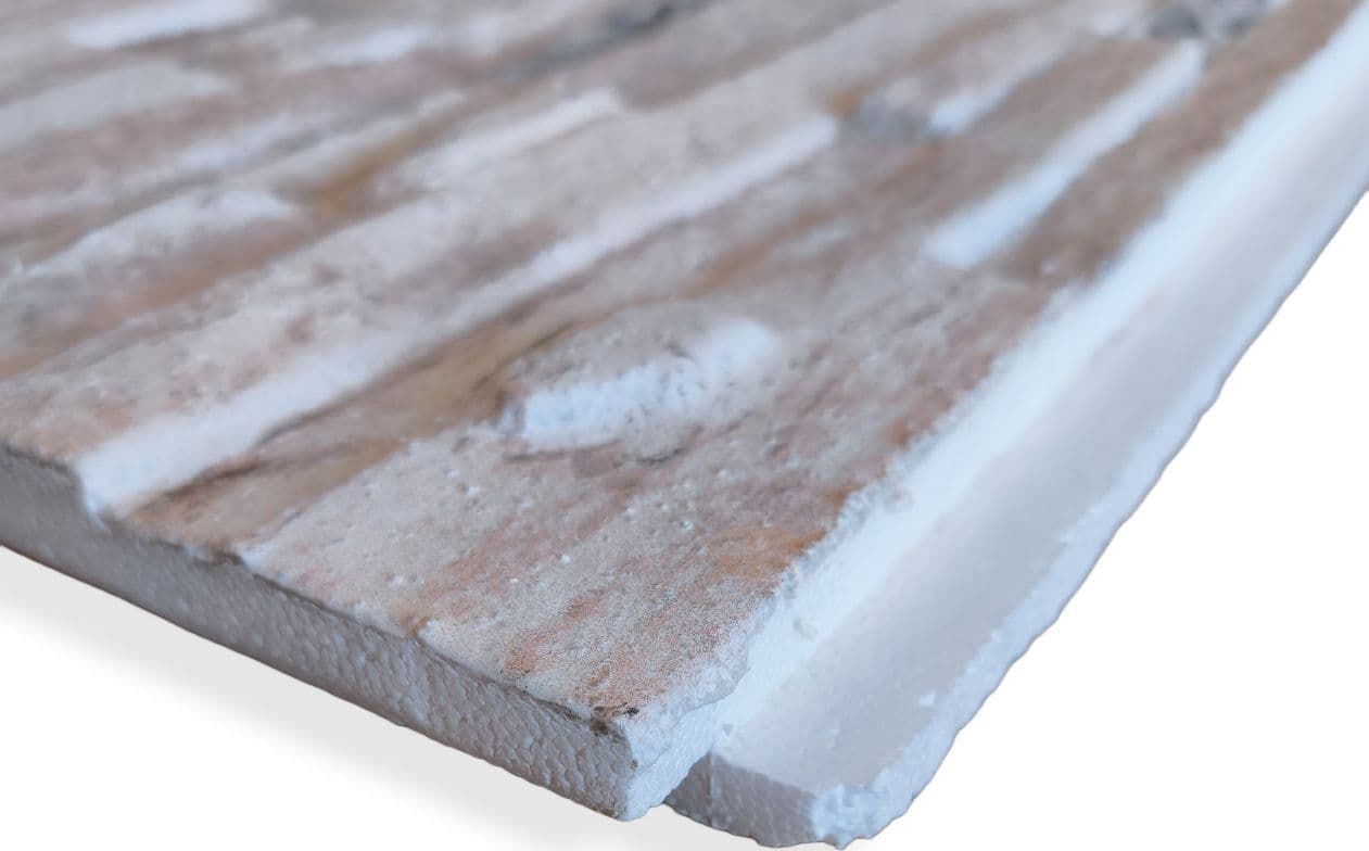 Pannello Isolante per Cappotto Interno ed Esterno in Styrofoam 3D Effetto Pietra Spaccata Beige 1200x500x35 mm - 6