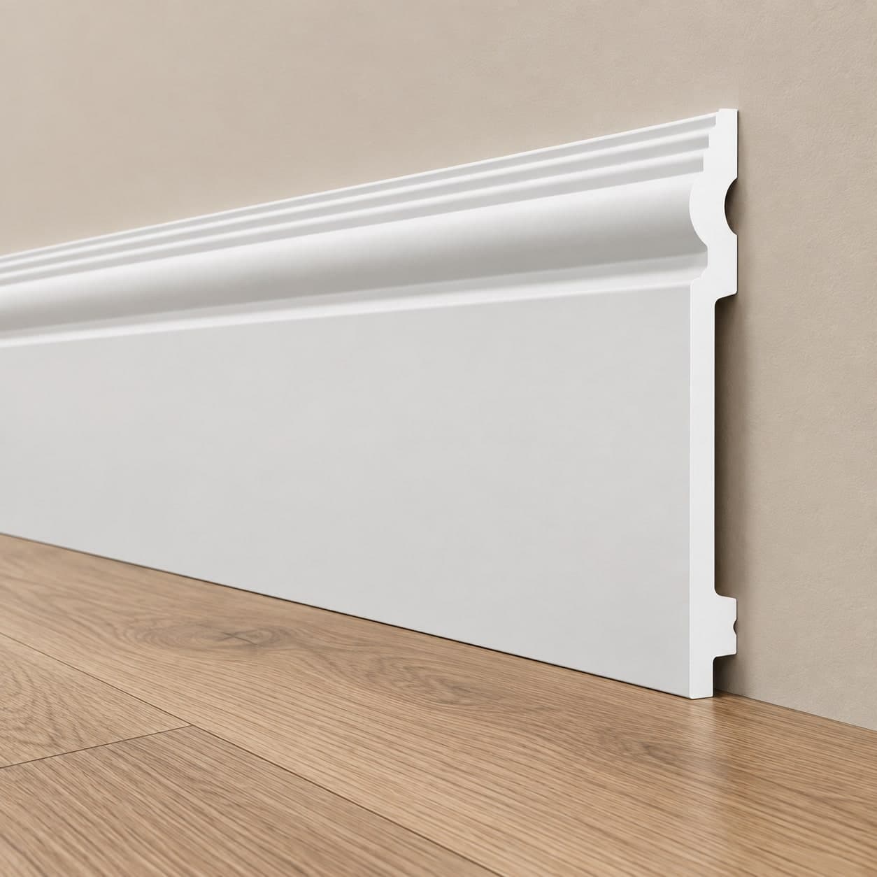 pacco da 100ML di Battiscopa RESISTO in polimeri extracompatti mod. SFORZESCO Bianco mis. 200x15mm - 4