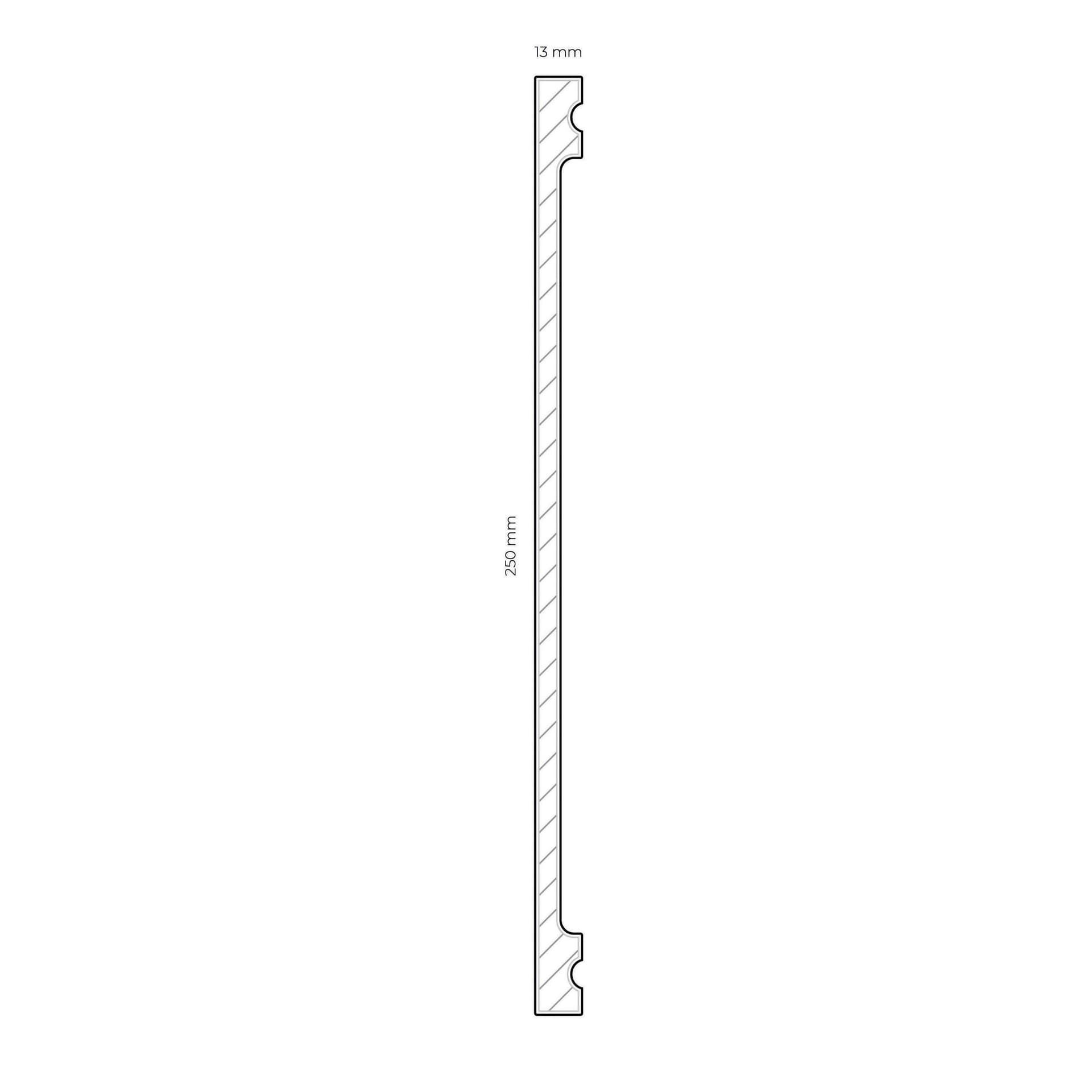 Battiscopa SQUADRATO BIANCO Passacavo 250x13mm in POLIMERI - Polistrutturato (prezzo al metro) - 5