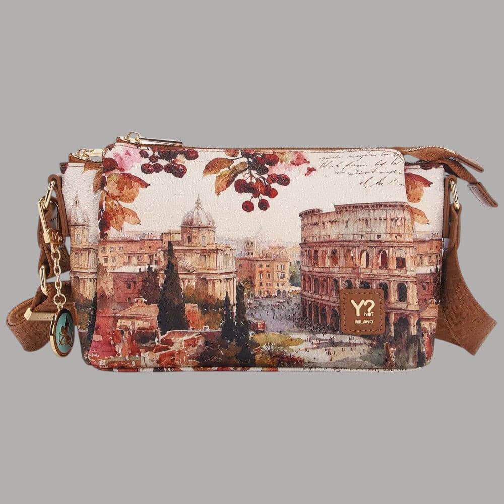 Borsa a spalla YNot Yes con stampa città e 3 scomparti - 23