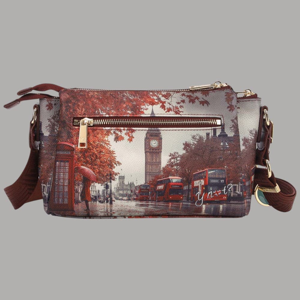 Borsa a spalla YNot Yes con stampa città e 3 scomparti - 3