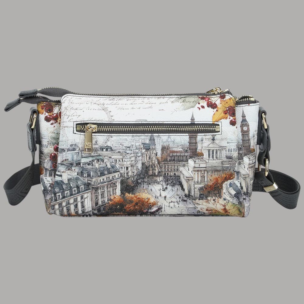 Borsa a spalla YNot Yes con stampa città e 3 scomparti - 6