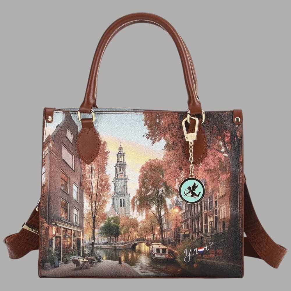 Borsa tote YNot Yes Bag small con stampa città e manici e tracolla - 13