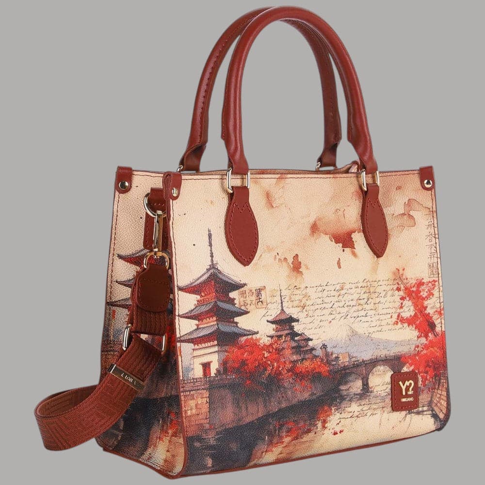 Borsa tote YNot Yes Bag small con stampa città e manici e tracolla - 11