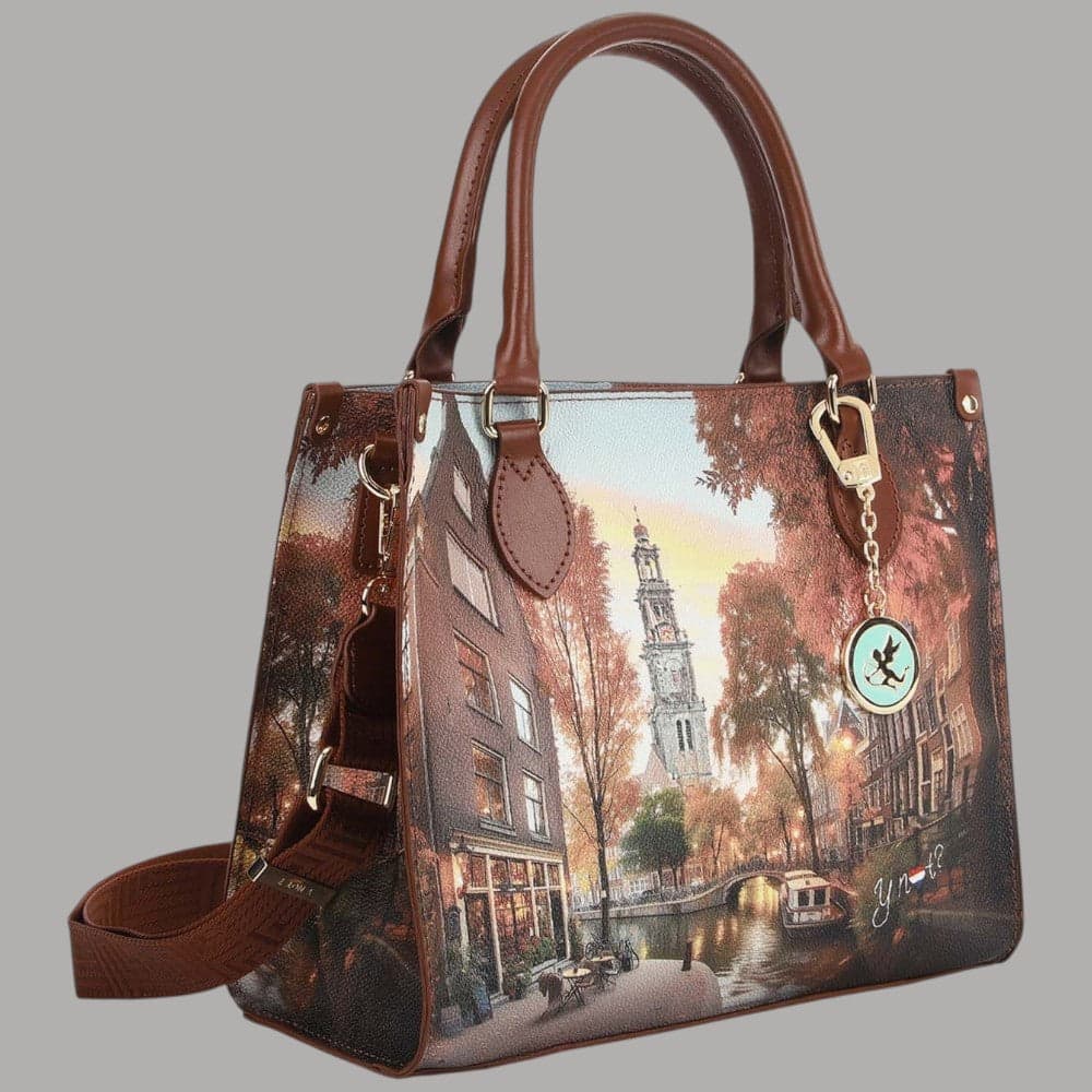 Borsa tote YNot Yes Bag small con stampa città e manici e tracolla - 5