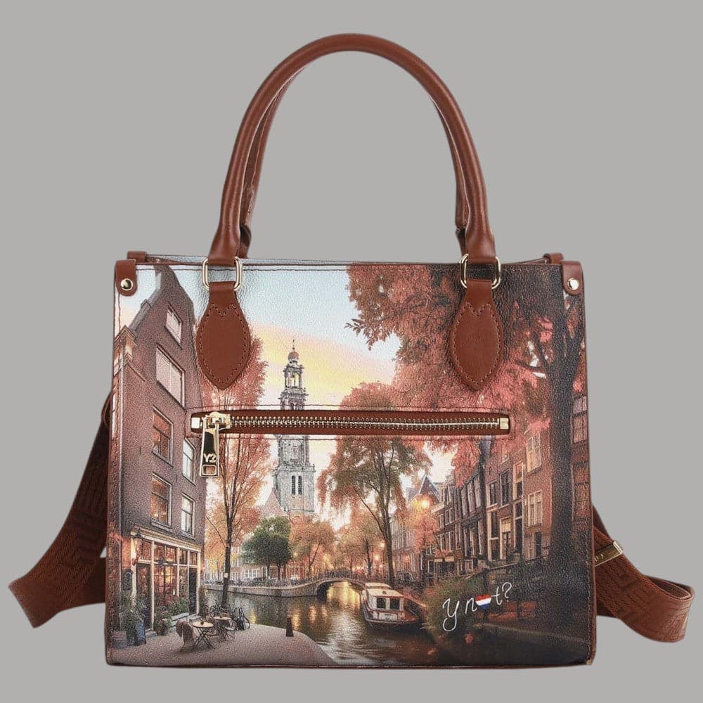 Borsa tote YNot Yes Bag small con stampa città e manici e tracolla - 6