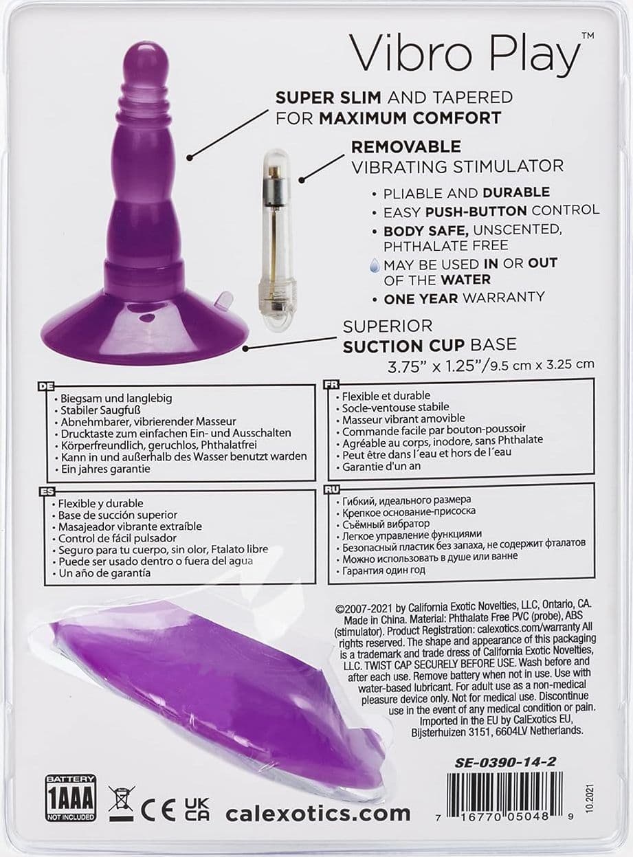 Plug anale vibrante CalExotics Vibro Play Probe 9,5 cm Ø 3,25 cm ventosa viola - 5