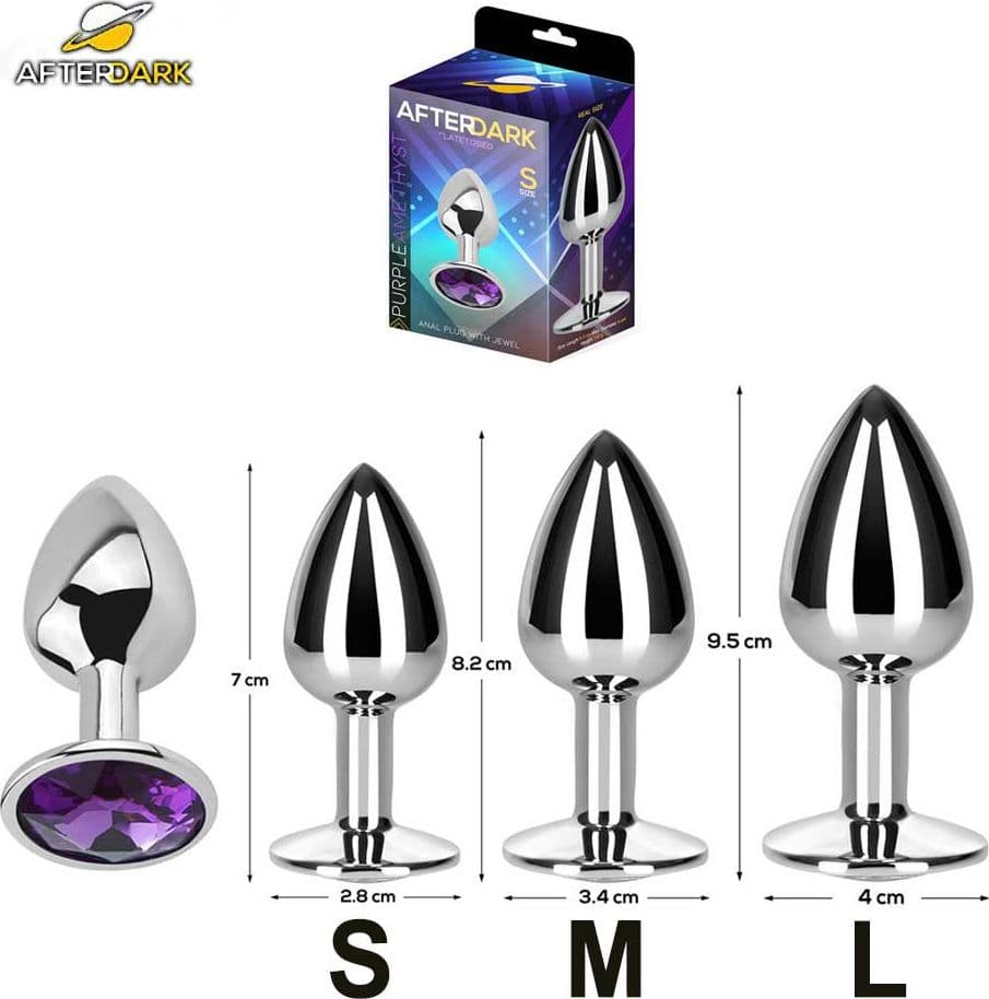 Plug anale AfterDark Purple Amethyst L 9,5 cm Ø 4 cm alluminio gioiello viola - 2