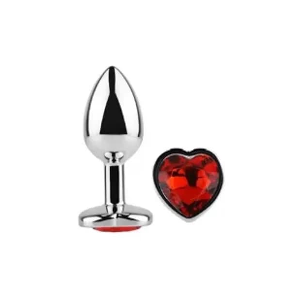 Plug anale AfterDark Red Scarlet L 9 cm Ø 4 cm alluminio gioiello cuore rosso - 2