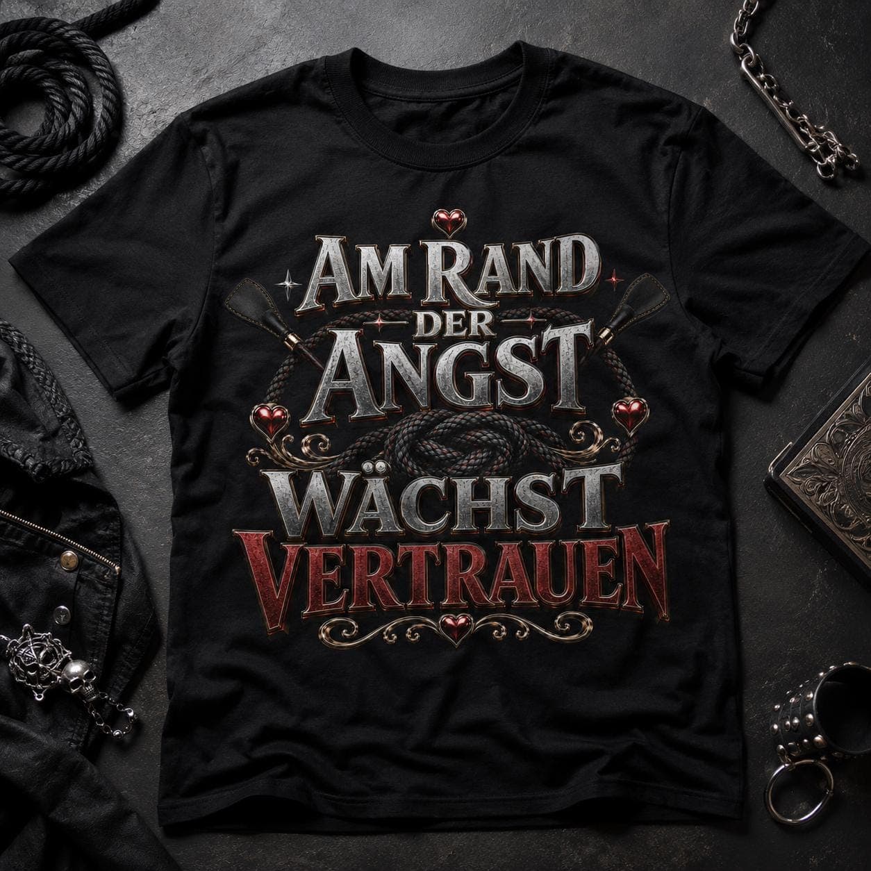 T-shirt BDSM Bondage Fetish "Am Rand der Angst wächst Vertrauen" unisex - 2