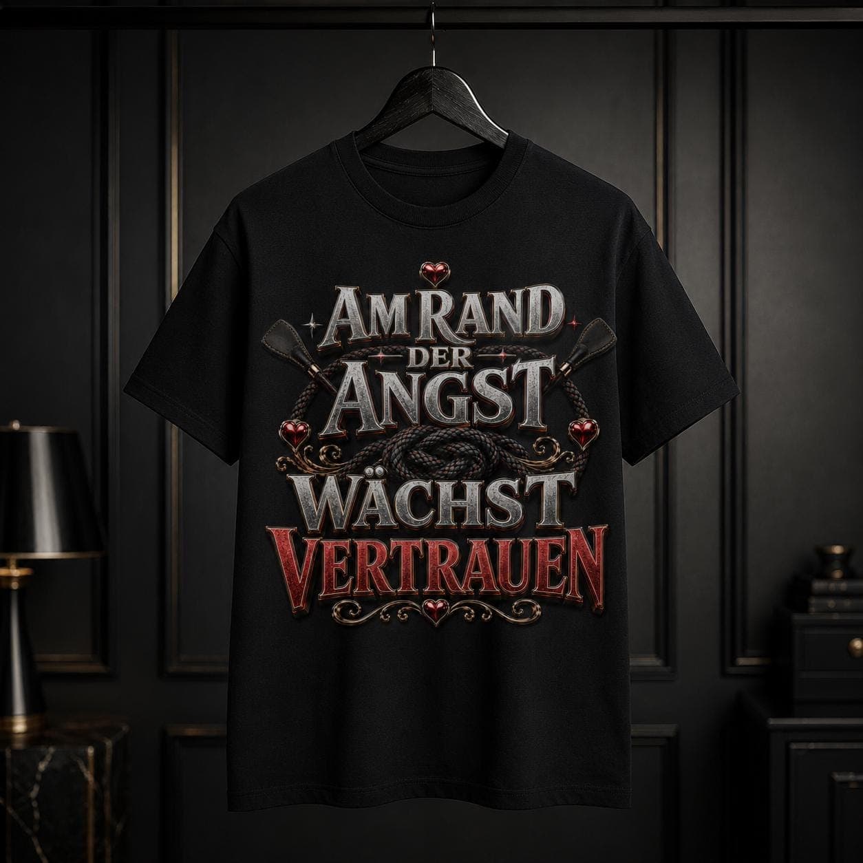 T-shirt BDSM Bondage Fetish "Am Rand der Angst wächst Vertrauen" unisex - 3