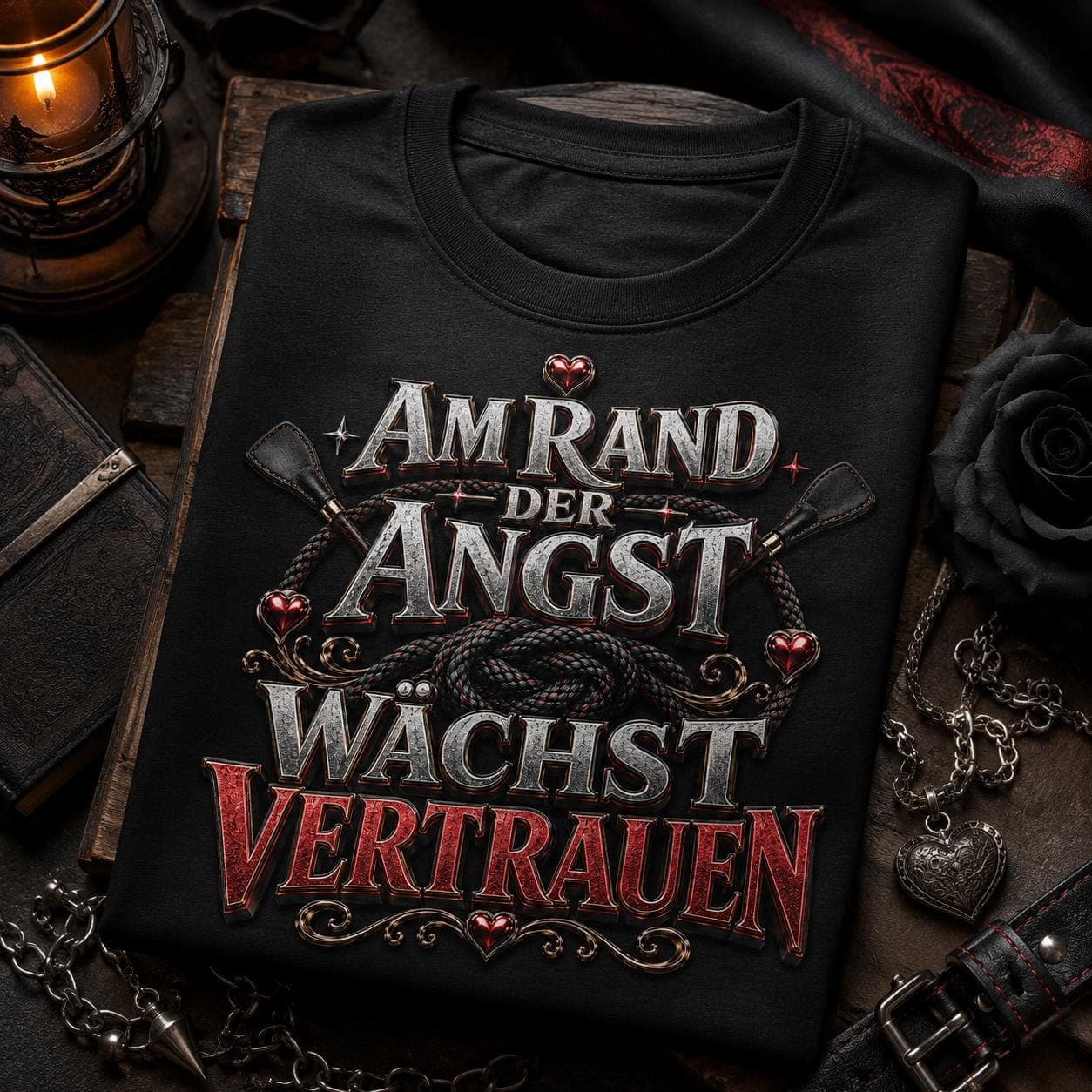 T-shirt BDSM Bondage Fetish "Am Rand der Angst wächst Vertrauen" unisex - 4