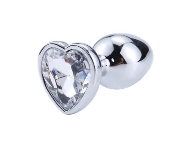 Plug anale AfterDark Heart White L 9 cm Ø 4 cm metallo gioiello cuore bianco - 5