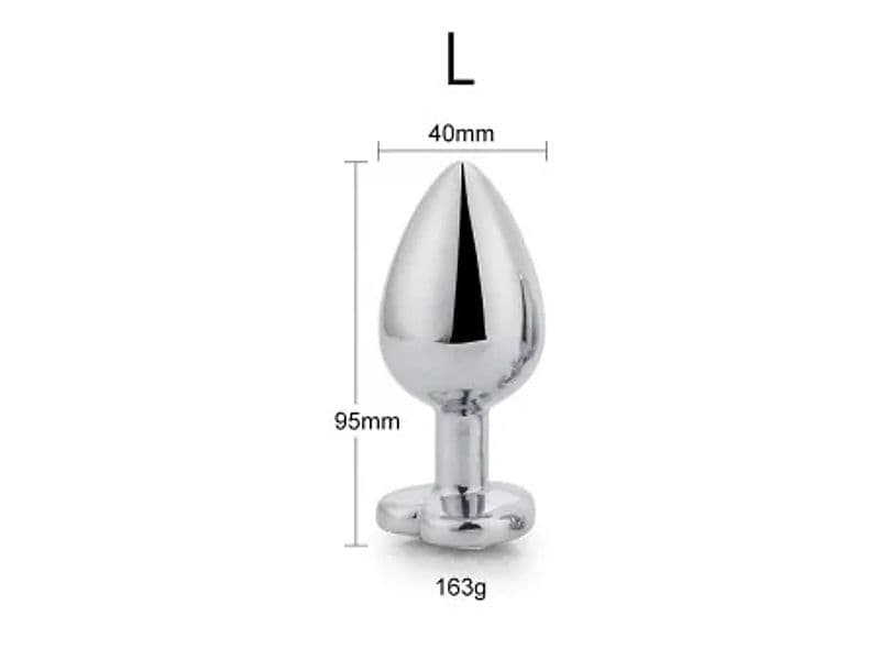 Plug anale AfterDark Heart White L 9 cm Ø 4 cm metallo gioiello cuore bianco - 7