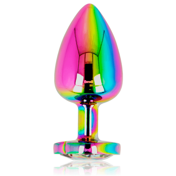 Plug anale Ohmama Iridescent Heart Large 9 cm Ø 4 cm metallo Rainbow - 2