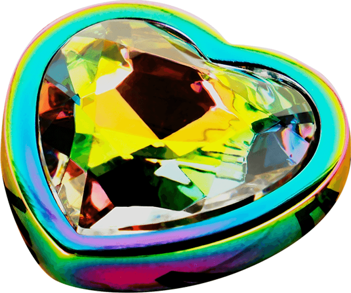 Plug anale Ohmama Iridescent Heart Large 9 cm Ø 4 cm metallo Rainbow - 3