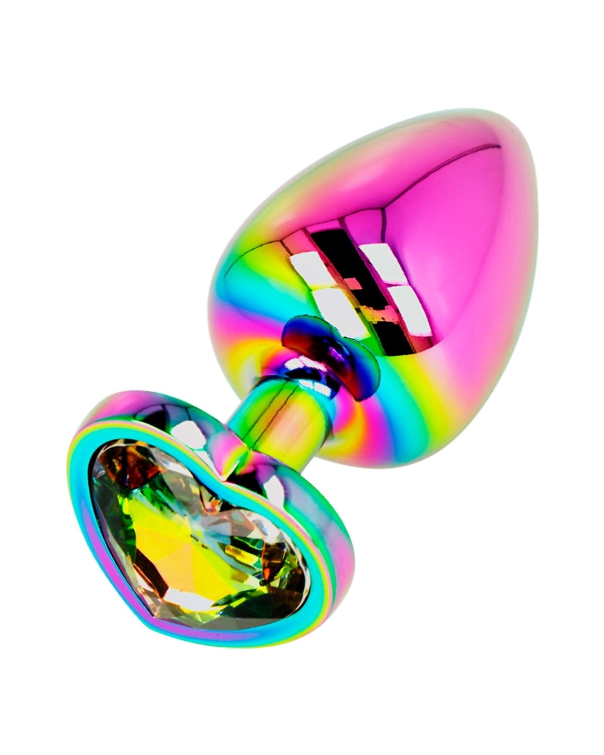 Plug anale Ohmama Iridescent Heart Large 9 cm Ø 4 cm metallo Rainbow - 4