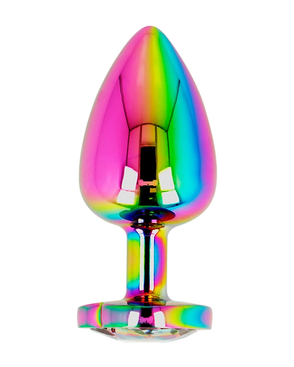 Plug anale Ohmama Iridescent Heart Large 9 cm Ø 4 cm metallo Rainbow - 5