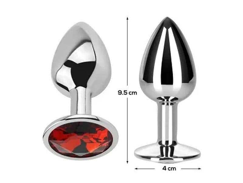 Plug anale AfterDark Red Ruby L 9,5 cm Ø 4 cm alluminio gioiello rosso - 3