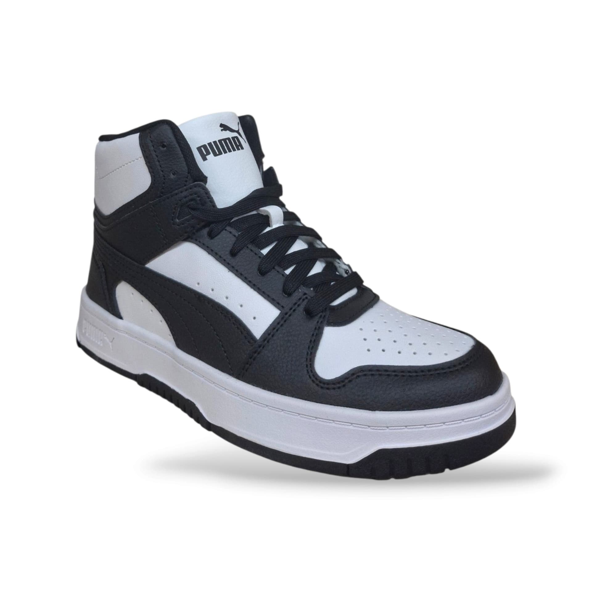 Puma Rebound 408800 Sneakers Ragazze Nero Bianco | Pelle Alta Basket Classico Deciso Sportivo Autentico Lacci Regolabile Stabile Grintoso Contemporaneo Scuola Back to School | Taglie 36-39 | Scarpetteria Gica - 2