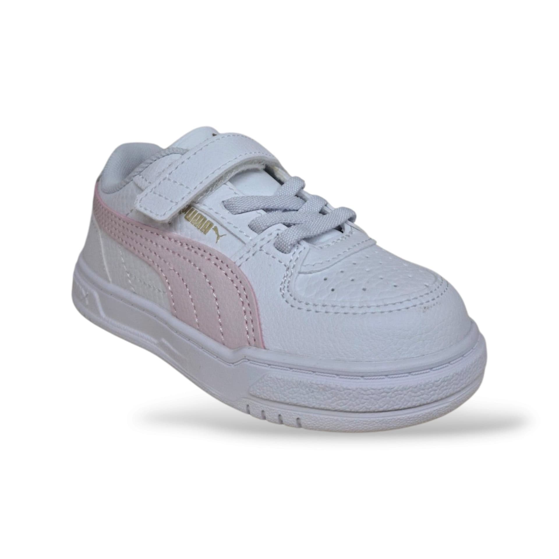 Puma Caven 406247 Sneakers Bambine Bianco Rosa | Pelle Bassa Basket Classico Dolce Romantica Femminile Laccio Elastico Velcro Autonomia Luminosa Delicata Scuola Infanzia Back to School | Taglie 20-27 | Scarpetteria Gica - 2