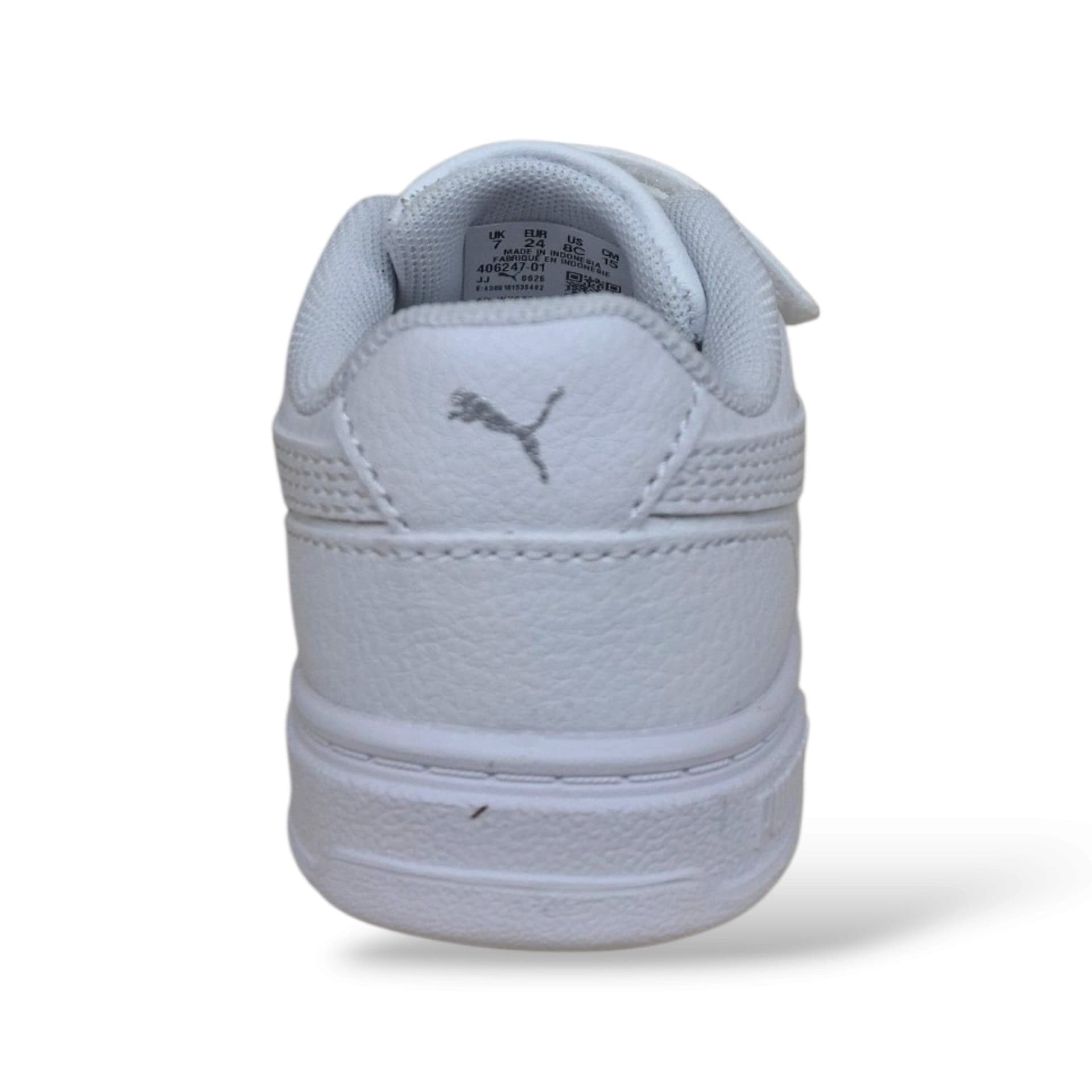 Puma Caven 406247 Sneakers Bambini Bianco | Pelle Bassa Basket Classico Total White Laccio Elastico Velcro Luminoso Pulito Autonomia Pratico Versatile Scuola Infanzia Back to School | Taglie 20-27 | Scarpetteria Gica - 3