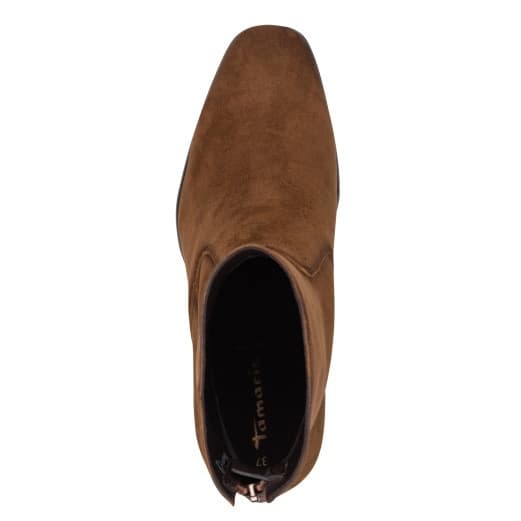 Tamaris tivaletto in pelle scamosciata color cognac - 5
