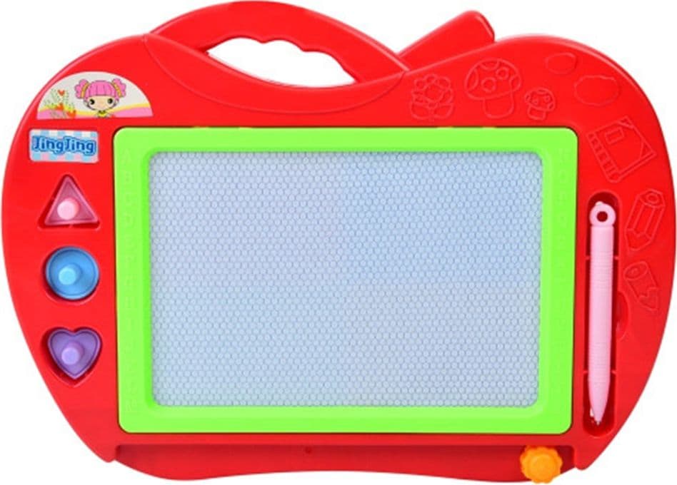 LAVAGNA MAGNETICA DA DISEGNO PER BAMBINI COLORATA FORMA MELA CON 3 TIMBRI PENNA 31602 - 6