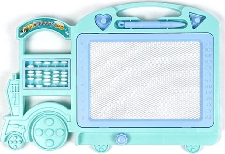 LAVAGNA MAGICA MAGNETICA DISEGNO PER BAMBINI COLORATA CON 2 TIMBRI PENNA FORMA TRENO 31604 - 4