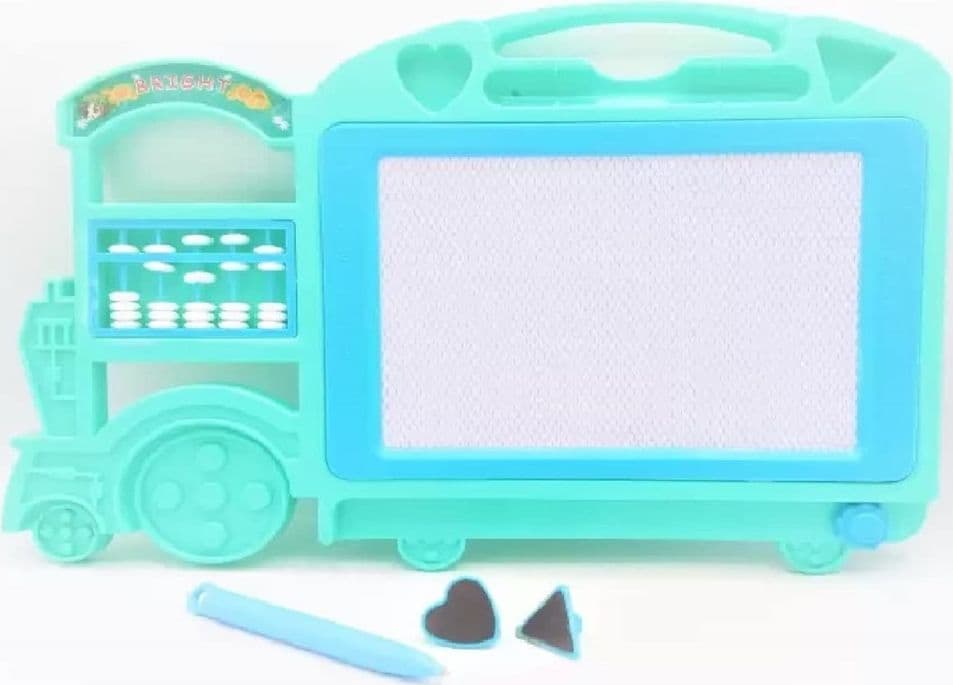 LAVAGNA MAGICA MAGNETICA DISEGNO PER BAMBINI COLORATA CON 2 TIMBRI PENNA FORMA TRENO 31604 - 7