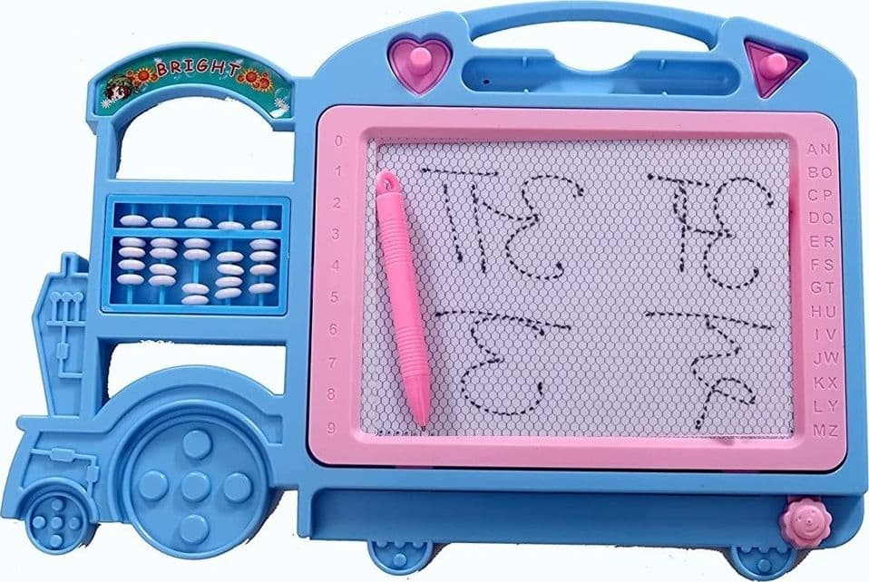 LAVAGNA MAGICA MAGNETICA DISEGNO PER BAMBINI COLORATA CON 2 TIMBRI PENNA FORMA TRENO 31604 - 8