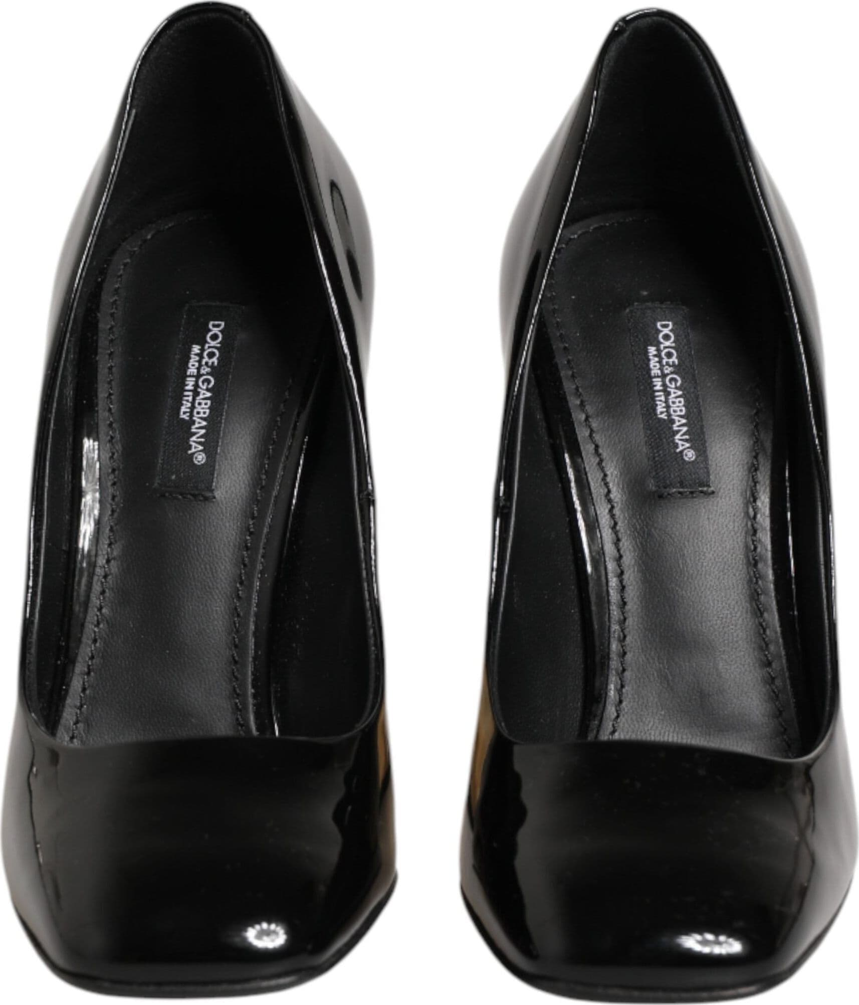 Dolce & Gabbana Black Gold Patent Leather Logo Heels Pumps Shoes - 2