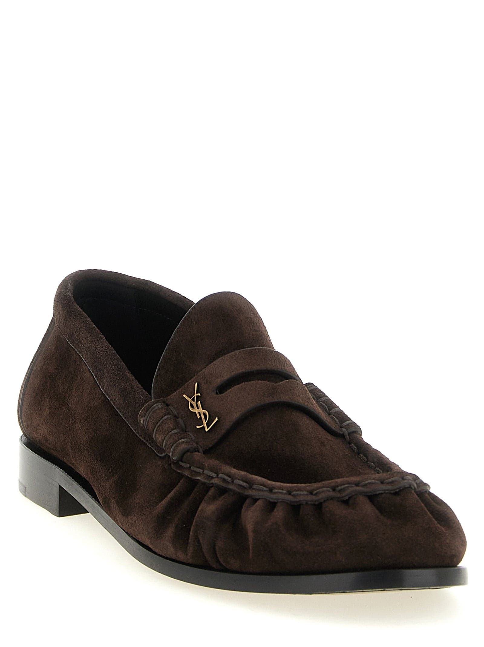 Saint Laurent Brown Calfskin Slip-On Loafers - 3