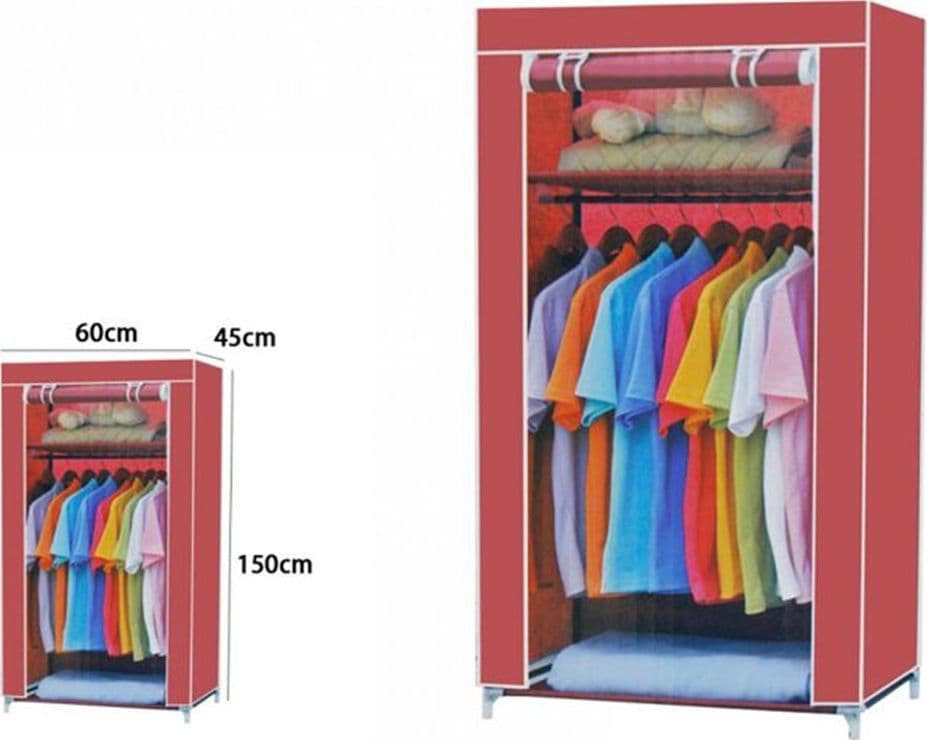 ARMADIO GUARDAROBA TESSUTO TNT SALVASPAZIO 60X45X150CM APPENDIABITI ORGANIZER SCAFFALI 69066 - 2