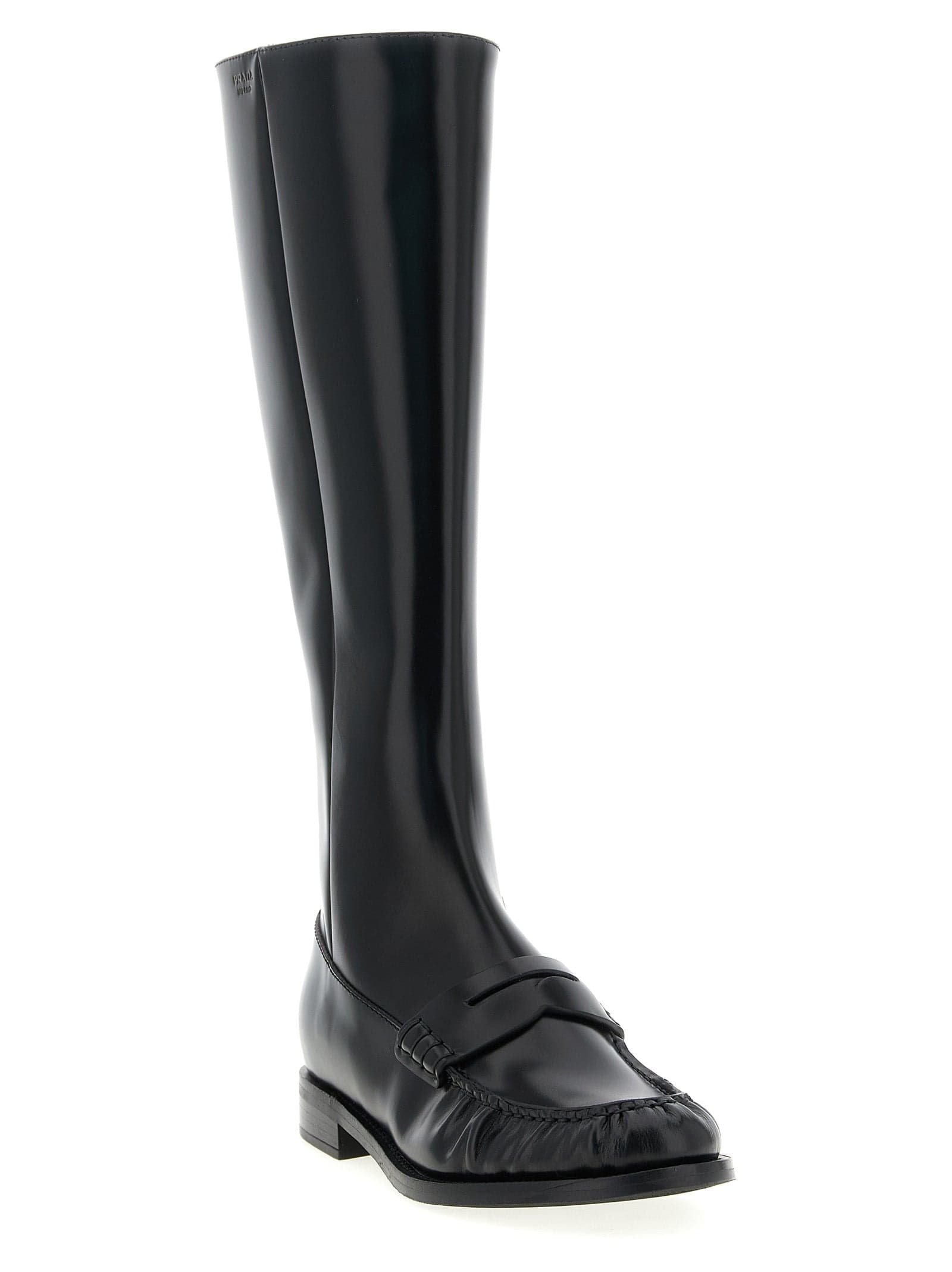 Prada Black Calfskin Over The Knee - 2