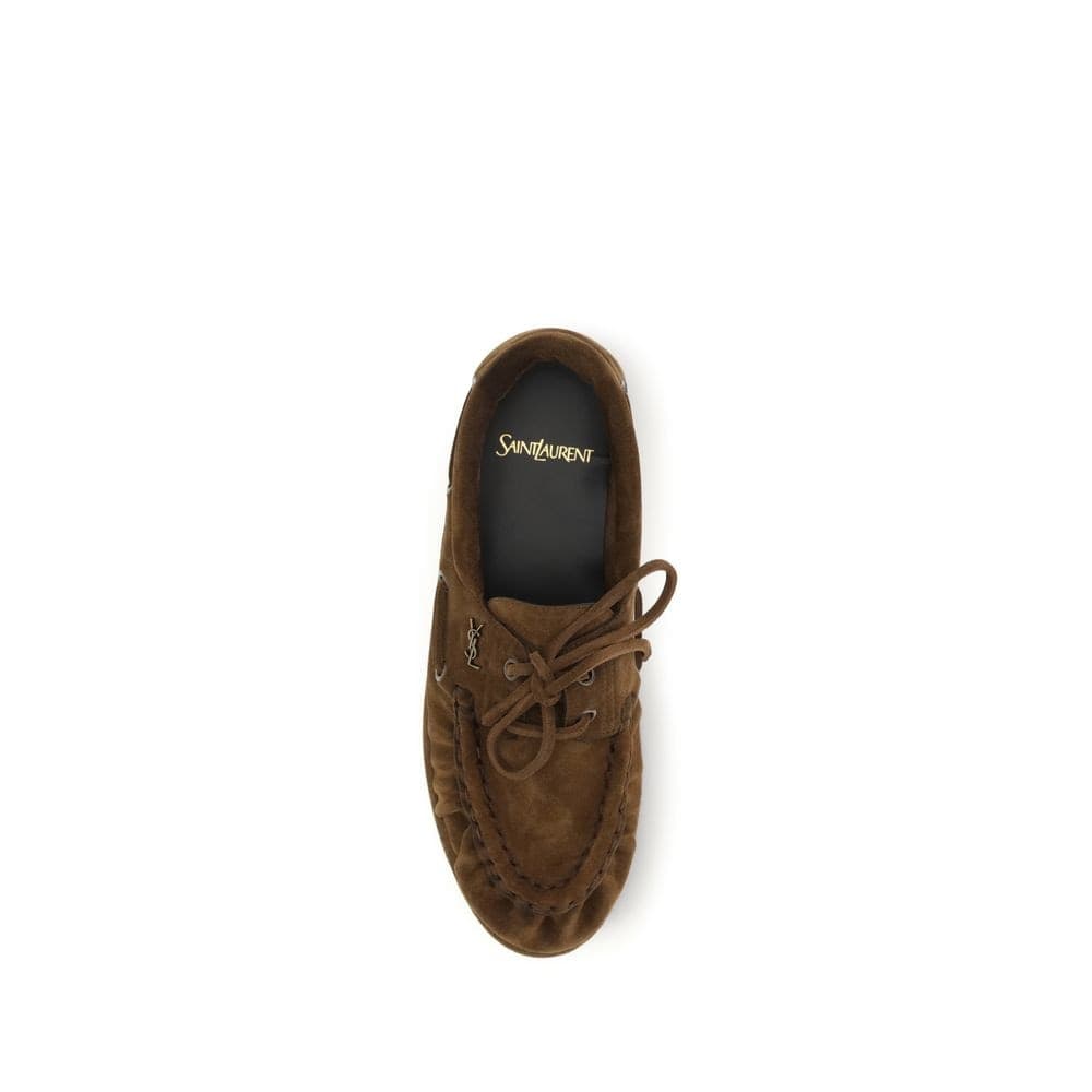 Saint Laurent Brown Suede Leather Slip-On Loafers - 4